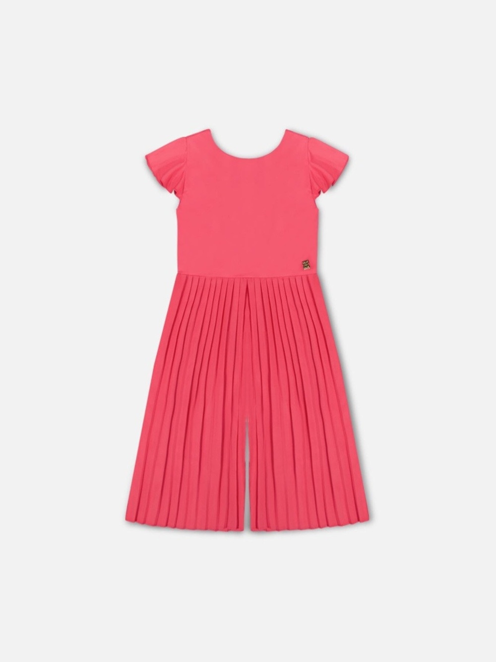Bi-Material Pleated Wide Leg Jumpsuit Candy Pink - 14